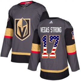 Adidas Vegas Golden Knights #17 Vegas Strong Grey Home Authentic USA Flag Stitched Youth NHL Jersey