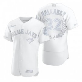 Toronto Blue Jays #32 Roy Halladay Mens Nike Platinum MLB MVP Limited Player Edition Jersey