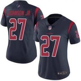 Nike Houston Texans #27 Duke Johnson Jr Navy Blue Womens Stitched NFL Limited Rush Jersey