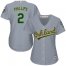 Oakland Athletics #2 Tony Phillips Grey Road Womens Stitched MLB Jersey