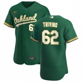 Oakland Athletics #62 Lou Trivino Mens Nike Kelly Green Alternate 2020 Authentic Player MLB Jersey