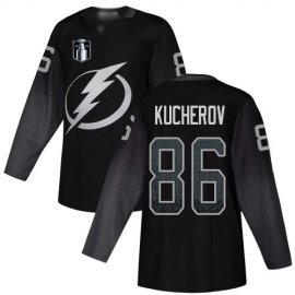 Adidas Tampa Bay Lightning #86 Nikita Kucherov Black 2022 Stanley Cup Final Patch Alternate Authentic Stitched NHL Jersey Mens