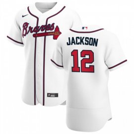 Atlanta Braves #12 Alex Jackson Mens Nike White Home 2020 Authentic Player MLB Jersey