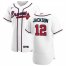 Atlanta Braves #12 Alex Jackson Mens Nike White Home 2020 Authentic Player MLB Jersey
