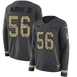 Nike Los Angeles Chargers #56 Kenneth Murray Jr Anthracite Salute to Service Womens Stitched NFL Limited Therma Long Sleeve Jersey