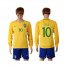 Brazil #10 Zico Home Long Sleeves Soccer Country Jersey