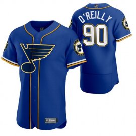 St. Louis Blues #90 Ryan OReilly Mens 2020 NHL x MLB Crossover Edition Baseball Jersey Blue