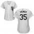 Chicago White Sox #35 Frank Thomas White(Black Strip) Home Womens Stitched MLB Jersey