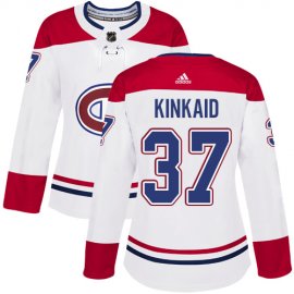 Adidas Montreal Canadiens #37 Keith Kinkaid White Road Authentic Womens Stitched NHL Jersey