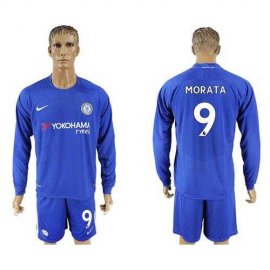 Chelsea #9 Morata Home Long Sleeves Soccer Club Jersey