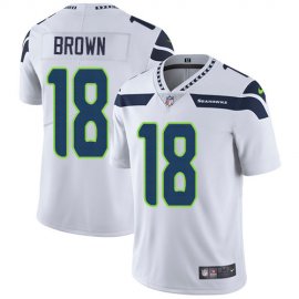 Nike Seattle Seahawks #18 Jaron Brown White Mens Stitched NFL Vapor Untouchable Limited Jersey