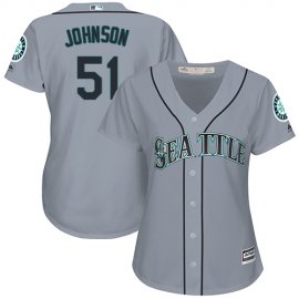 Seattle Mariners #51 Randy Johnson Grey Road Womens Stitched MLB Jersey