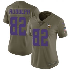 Nike Minnesota Vikings #82 Kyle Rudolph Olive Womens Stitched NFL Limited 2017 Salute to Service Jersey