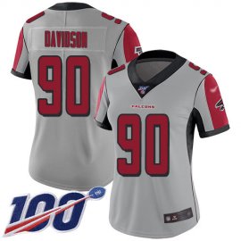 Nike Atlanta Falcons #90 Marlon Davidson Silver Womens Stitched NFL Limited Inverted Legend 100th Season Jersey