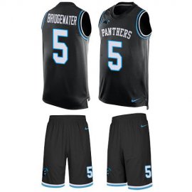 Nike Carolina Panthers #5 Teddy Bridgewater Black Team Color Mens Stitched NFL Limited Tank Top Suit Jersey