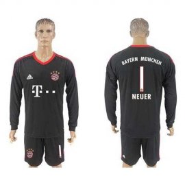 Bayern Munchen #1 Neuer Black Goalkeeper Long Sleeves Soccer Club Jersey