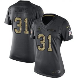 Nike Dallas Cowboys #31 Byron Jones Black Womens Stitched NFL Limited 2016 Salute to Service Jersey