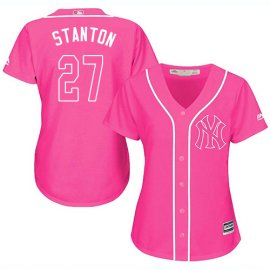New York Yankees #27 Giancarlo Stanton Pink Fashion Womens Stitched MLB Jersey