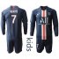 Paris Saint-Germain #7 Mbappe Home Long Sleeves Kid Soccer Club Jersey