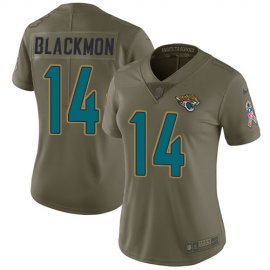Nike Jacksonville Jaguars #14 Justin Blackmon Olive Womens Stitched NFL Limited 2017 Salute to Service Jersey
