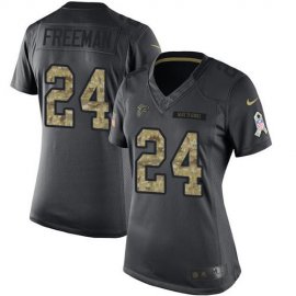 Nike Atlanta Falcons #24 Devonta Freeman Black Womens Stitched NFL Limited 2016 Salute to Service Jersey
