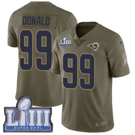 Nike Los Angeles Rams #99 Aaron Donald Olive Super Bowl LIII Bound Mens Stitched NFL Limited 2017 Salute to Service Jersey