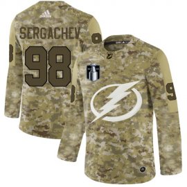 Adidas Tampa Bay Lightning #98 Mikhail Sergachev Camo 2022 Stanley Cup Final Patch Authentic Stitched NHL Jersey Mens
