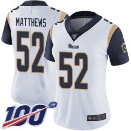Nike Los Angeles Rams #52 Clay Matthews White Womens Stitched NFL 100th Season Vapor Limited Jersey