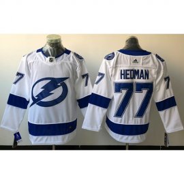 Adidas Tampa Bay Lightning #77 Victor Hedman White Road Authentic Stitched NHL Jersey