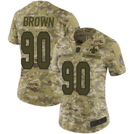 Nike New Orleans Saints #90 Malcom Brown Camo Womens Stitched NFL Limited 2018 Salute to Service Jersey