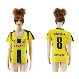 Womens Dortmund #8 Gundogan Home Soccer Club Jersey
