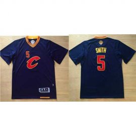 Cleveland Cavaliers #5 J.R. Smith Navy Blue Short Sleeve C Stitched NBA Jersey