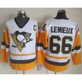 Pittsburgh Penguins #66 Mario Lemieux White/Black CCM Throwback Stitched NHL Jersey