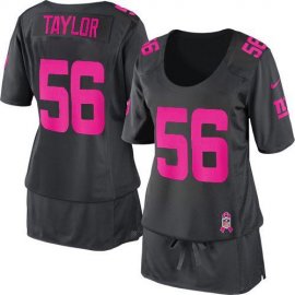 Nike New York Giants #56 Lawrence Taylor Dark Grey Womens Breast Cancer Awareness Stitched NFL Elite Jersey