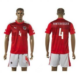 Austria #4 Hinteregger Red Home Soccer Country Jersey