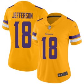 Nike Minnesota Vikings #18 Justin Jefferson Gold Womens Stitched NFL Limited Inverted Legend Jersey