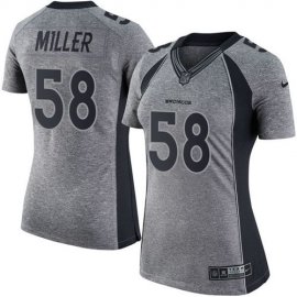 Nike Denver Broncos #58 Von Miller Gray Womens Stitched NFL Limited Gridiron Gray Jersey