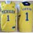 Michigan Wolverines 1 Glenn Robinson III Big 10 Patch Yellow NCAA Basketball Jerseys