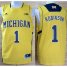 Michigan Wolverines 1 Glenn Robinson III Big 10 Patch Yellow NCAA Basketball Jerseys