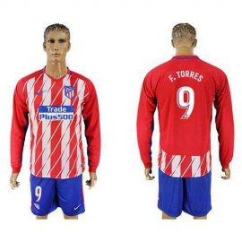 Atletico Madrid #9 F.Torres Home Long Sleeves Soccer Club Jersey
