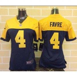 Nike Green Bay Packers #4 Brett Favre Navy Blue Alternate Womens Stitched NFL New Elite Jersey