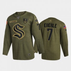 Seattle Seattle Kraken #7 Jordan Eberle Mens Adidas Veterans Day 2022 Military Appreciation NHL Jersey – Olive Mens