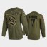 Seattle Seattle Kraken #7 Jordan Eberle Mens Adidas Veterans Day 2022 Military Appreciation NHL Jersey – Olive Mens