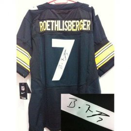 Nike Pittsburgh Steelers #7 Ben Roethlisberger Black Team Color Mens Stitched NFL Elite Autographed Jersey