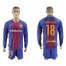 Barcelona #18 Jordi Alba Home Long Sleeves Soccer Club Jersey