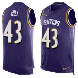 Nike Baltimore Ravens #43 Justice Hill Purple Team Color Mens Stitched NFL Limited Tank Top Jersey
