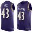 Nike Baltimore Ravens #43 Justice Hill Purple Team Color Mens Stitched NFL Limited Tank Top Jersey