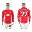Manchester United #22 Mkhitaryan Red Home Long Sleeves Soccer Club Jersey