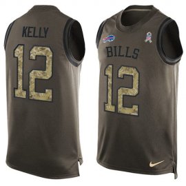 Nike Buffalo Bills #12 Jim Kelly Green Mens Stitched NFL Limited Salute To Service Tank Top Jersey