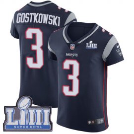 Nike New England Patriots #3 Stephen Gostkowski Navy Blue Team Color Super Bowl LIII Bound Mens Stitched NFL Vapor Untouchable Elite Jersey